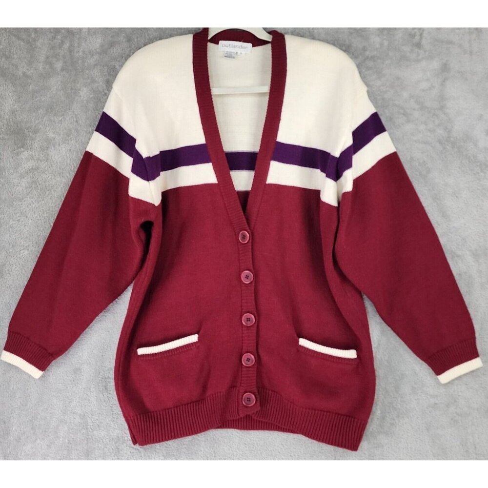 Outlander Sweater Womens Large Multicolor Button Front Knit Cardigan 90s Vintage